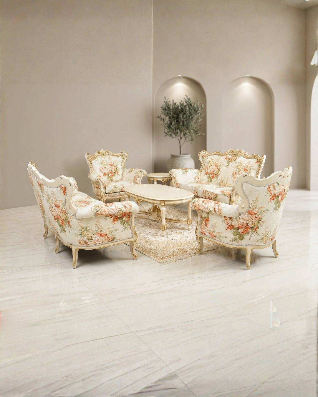 Baroque Inspired Furniture Sofa Set Chair